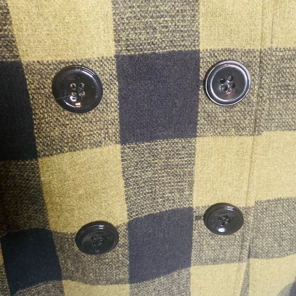 Ladies ArmyGreen/Black Plaid Short Coat Jacket - Picture 3 of 6